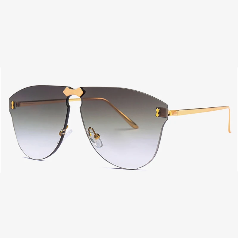 Fashion One Piece Rimless Sunglasses for Women Men Luxury Vintage Sun