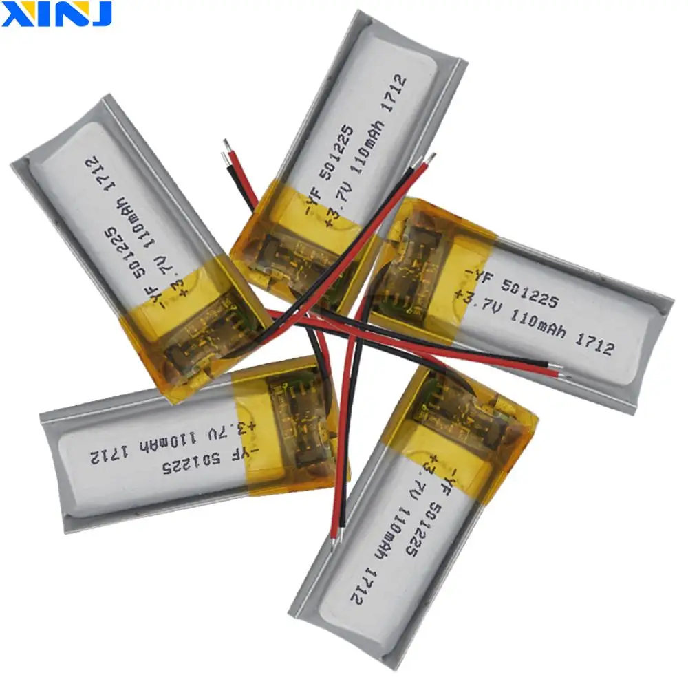 

XINJ 5pcs 3.7V 110 mAh Lithium Polymer Battery li-ion 501225 For headphones bluetooth earphone bluetooth speaker smart watch mp3