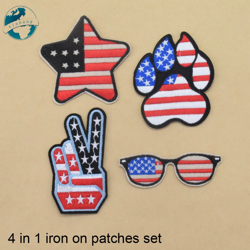 4 mixed designs Iron On Patches set diy appliques set embroidery