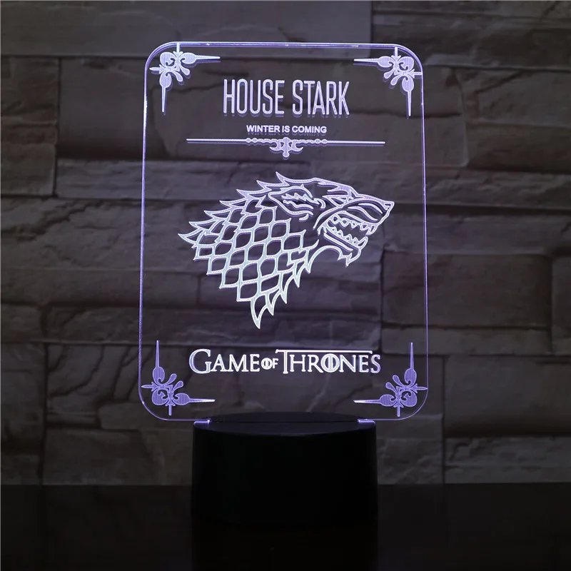 

House Stark LED Night Light Touch Sensor 7 Color Changing Child Kid Gift Winter is Coming Game of Thrones Desk lamp bedside Wolf