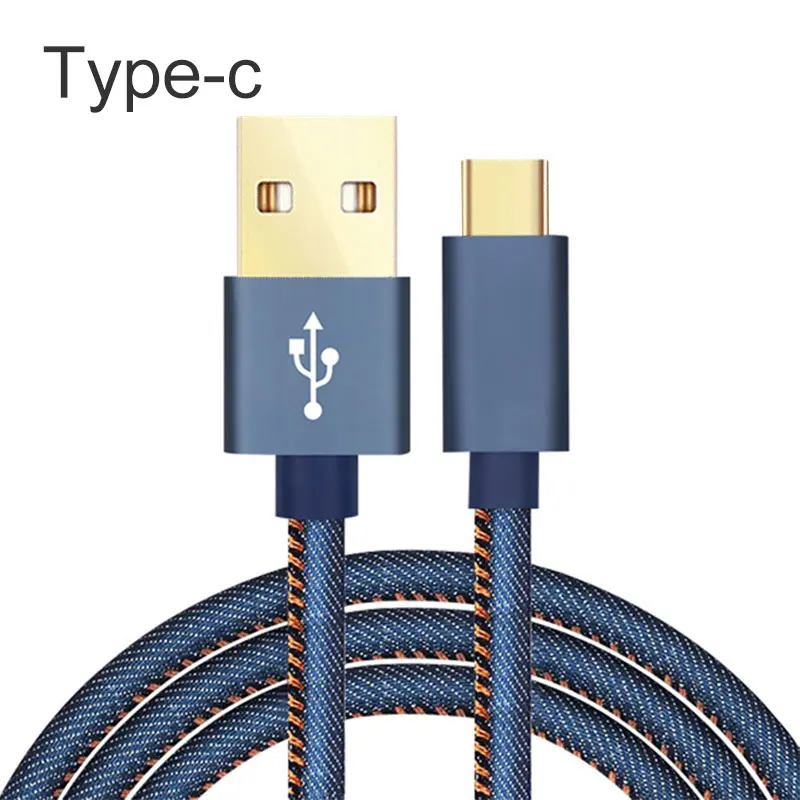 Micro iOS type-c USB кабель 2A Быстрая зарядка ковбой кабель для передачи данных для умный телефон, планшет на OC Android мобильный телефон usb зарядный шнур - Цвет: Type-c