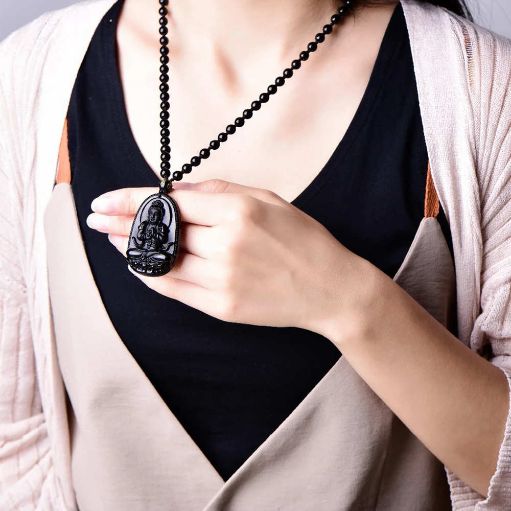 

Black Jade Necklace Amber Women Statement Necklace Natural Stone Buddha Pendant Gem Men Fashion Short Necklace Crystal Jewelry