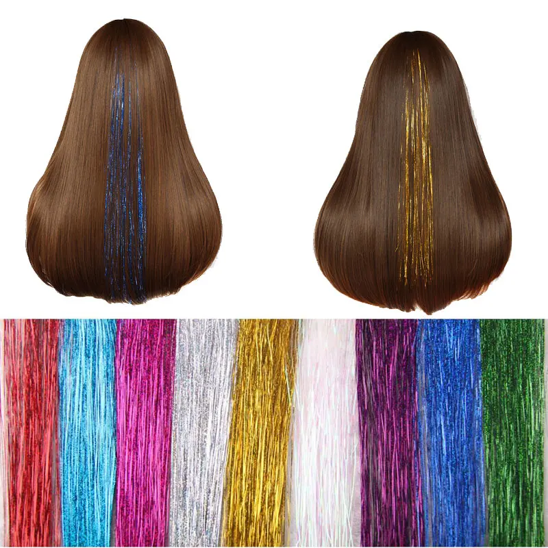 1pC Tinsel Hair Extensions Clip In Flareing bling hair Hair Styling