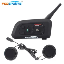 Fodsports RU Stock V6 Pro Motorcycle Bluetooth Intercom Helmet Headset 6 Riders 1200M Moto Interphone With 7 languages Manual