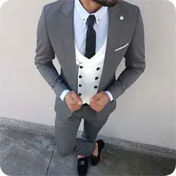 Блейзер из 3 предметов Свадебный Мужской костюм с брюками двубортный жилет приталенный костюм смокинг куртка изготовленная на заказ