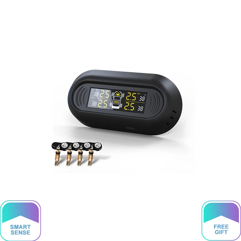 

LCD Display TPMS Car Tire Pressure Alarm Monitor System Smart Sense 4 Internal Sensor Diagnostic Tool KEEP SAFE Solar Power