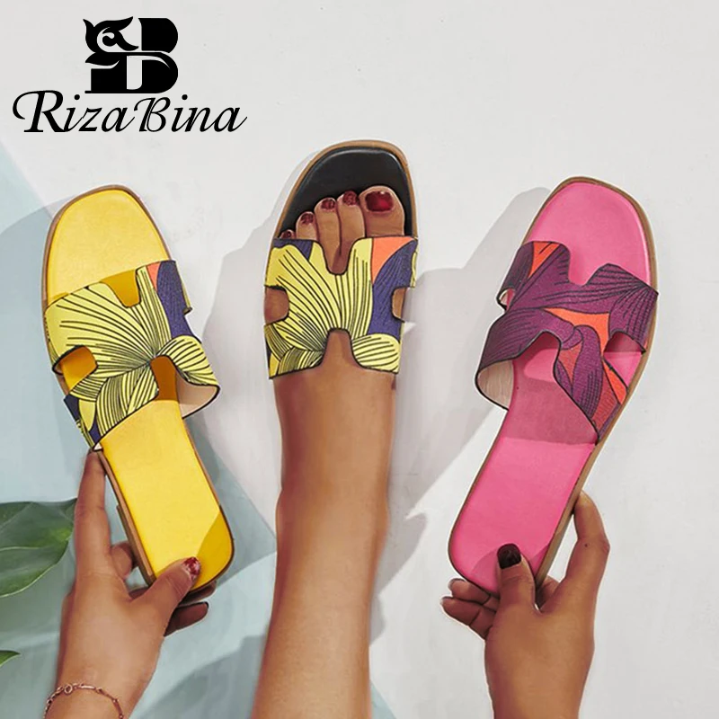 

RIZABINA Women Slippers New Style Brand H Summer Shoes Women Casual Outdoor Shoes Home House Lady Fashion Footwear Size 35-40