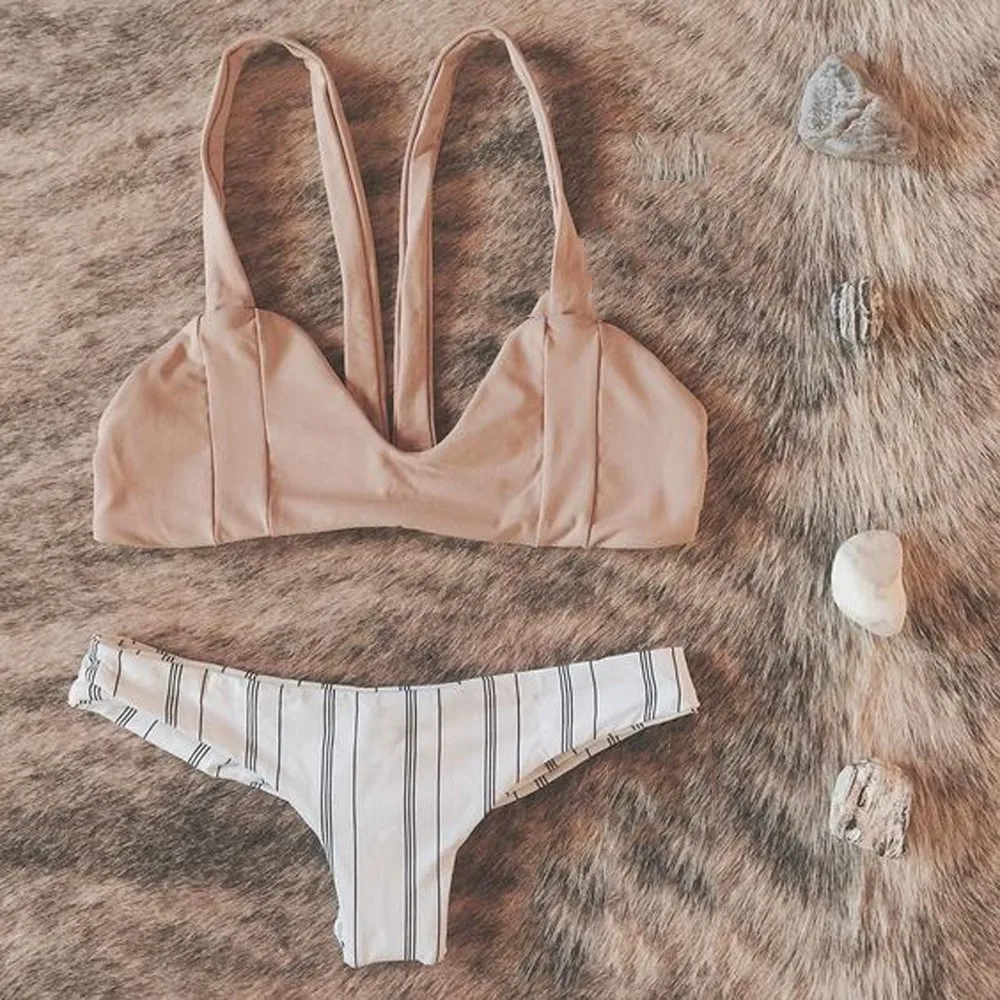 

Bikinis Set Sexy Swimwear Women Stripe Print Push Up Swimsuit Push Up Bikini Striped print bikini swimsuit bathing suit biquinis