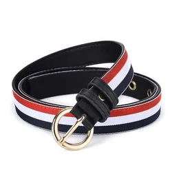Women Canvas Waist Belt Striped Pin Buckle Red White Blue Patchwork Casual Belts ceinture femme ceinture femme de marque luxe Women Canvas Waist Belt Striped Pin Buckle Red White Blue Patchwork Casual Belts ceinture femme ceinture femme de marque luxe