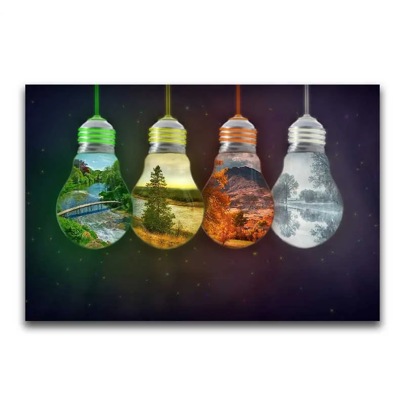 

Full Round Diamond painting Four seasons scenery Full Square Diamond embroidery light bulb Cross stitch DIY 5D Diamond mosaic