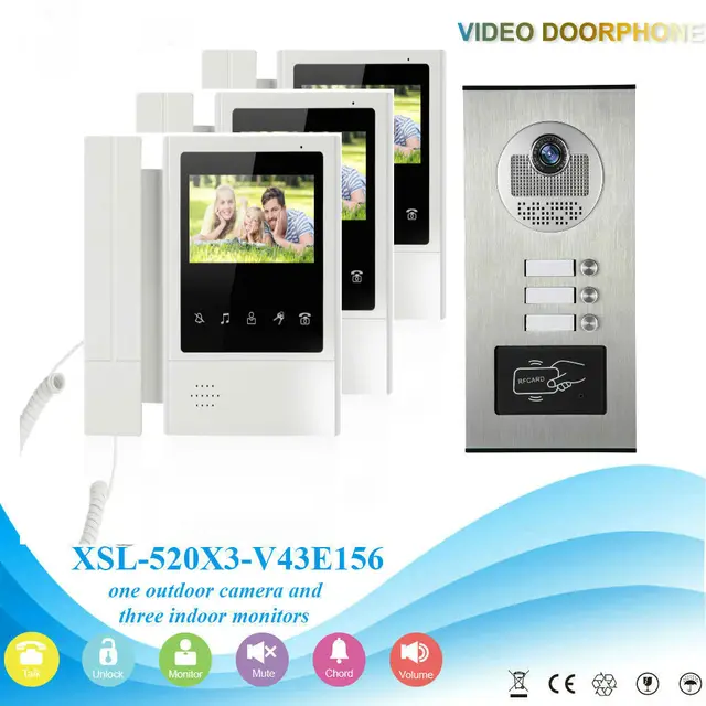 Smartyiba 3 Units Video Door Phone Doorbell Intercom Kit With 2pcs Smartyiba 3 Units Video Door Phone Doorbell Intercom Kit With 2pcs Rfid Keyfobs Multi Apartment Building