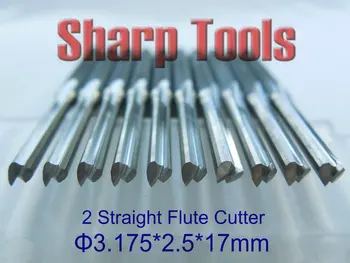 

10pc 3.175x2.5x17mm 2 Flute Router Bit Straight Cutter CNC Milling Tools for Woods MDF Slot Cutting Solid Carbide End Mills Set