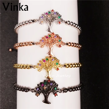 

10PCS Wholesale 2018 New Fashion Flowering Tree Inset Jewelry Charm Bracelet CZ Adjustable Bracelet for Women