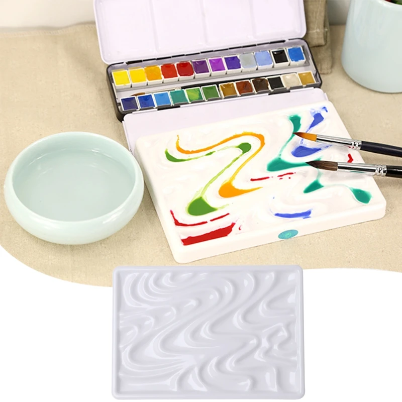 Painting Tray Imitation Ceramic Watercolor Paint Palette Professional Artist's Drawing Palette for artist Painting Tray Imitation Ceramic Watercolor Paint Palette Professional Artist's Drawing Palette for artist
