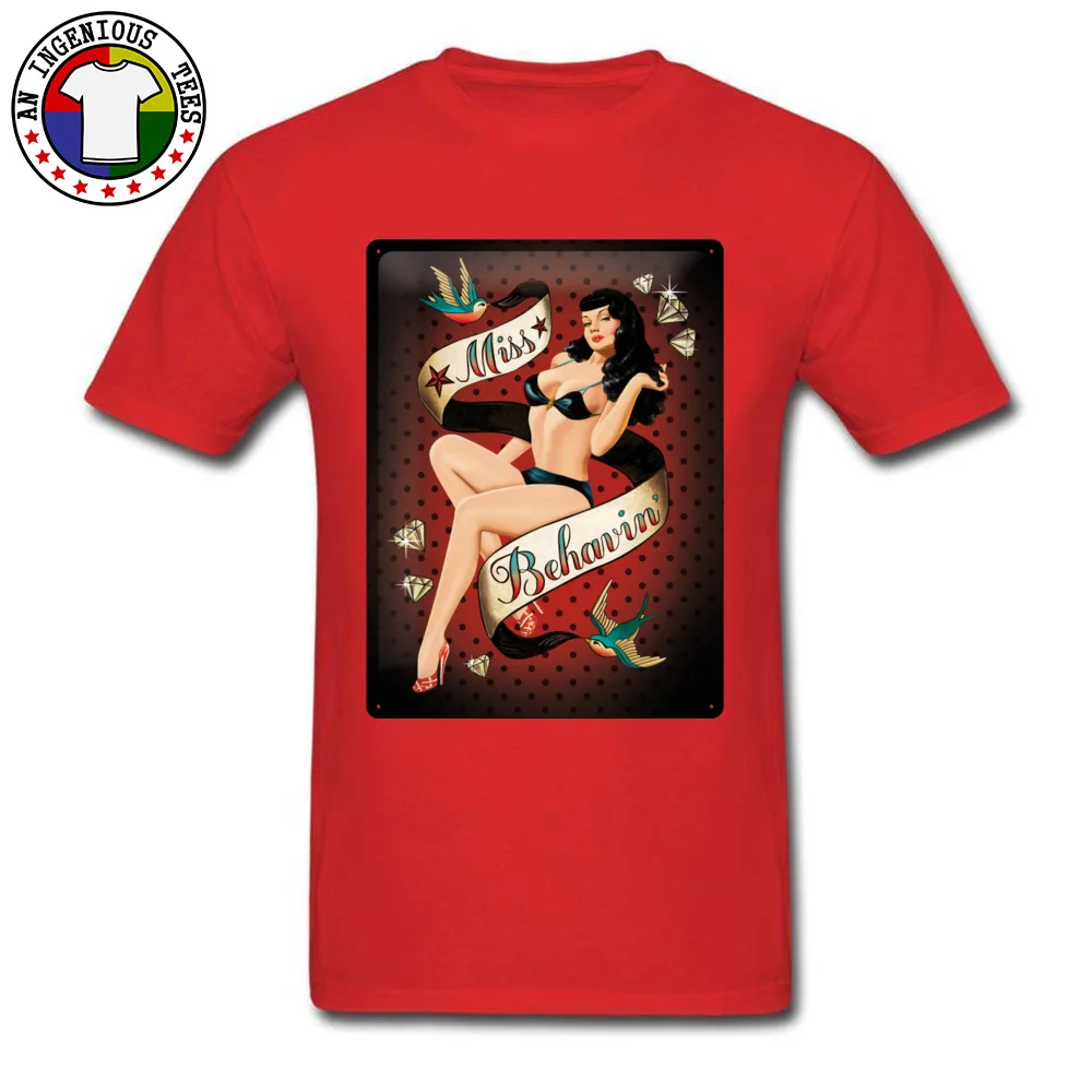 blechschild pin up pageant Casual Lovers Day Cotton Round Collar Men Tees Casual Tops Shirts 2018 Short Sleeve Top T-shirts blechschild pin up pageant red