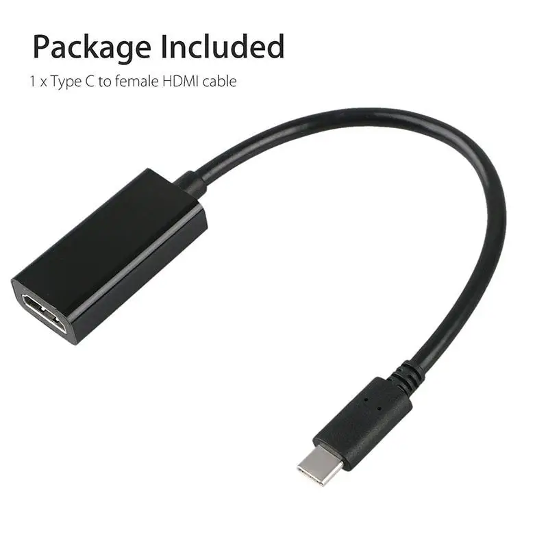 1,6 м USB-C type-C к HDMI HDTV Кабель-адаптер для samsung S9 S8 Note 8 Macbook HDMI type C к женскому HDMI кабелю - Цвет: Черный