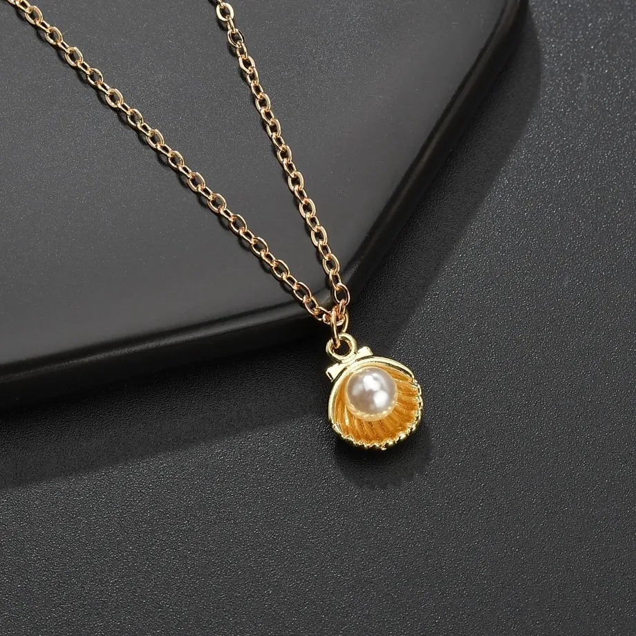 Подвеска с имитацией жемчуга Золотая цепочка Дамская ракушка жемчужный крест