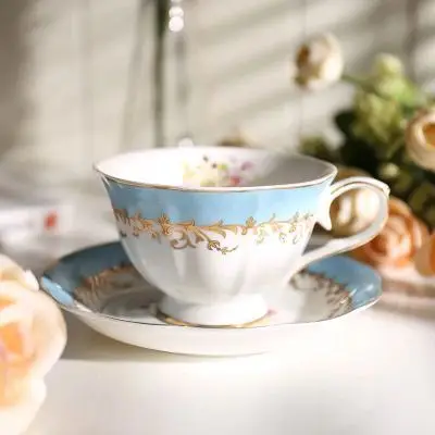 Английская роза розовое золото костяного фарфора кофе комплект из чашки и блюдца высокого класса дневной кружка "Камелия" пасторальный Творческий черная чайная чашка и s - Цвет: 09