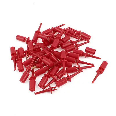 

43mm Long Meter Multimeter Lead Wire Testing Hooks Clip Red 40 Pcs