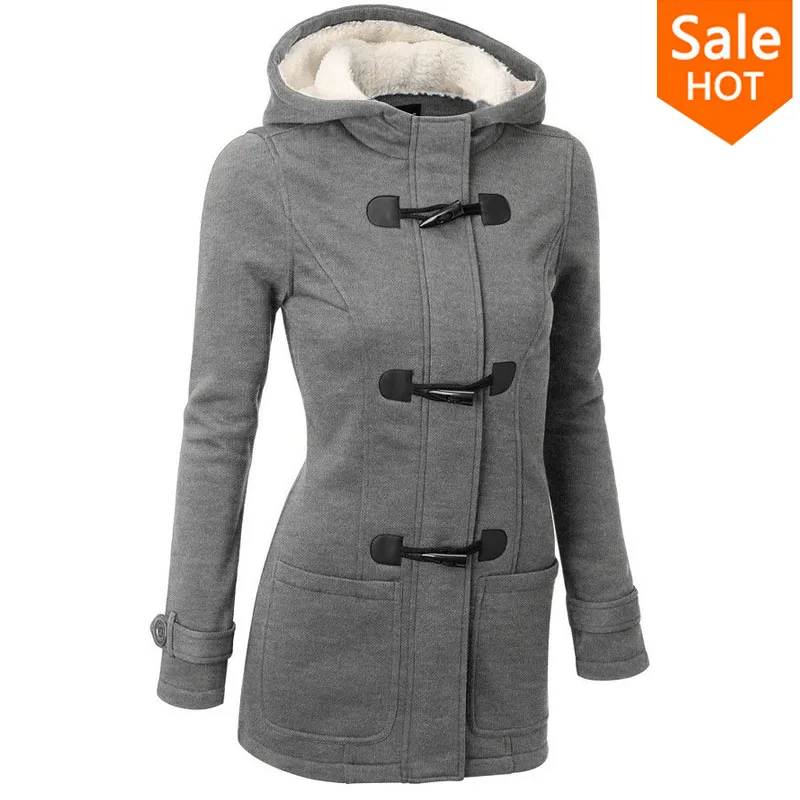 Winter Jacket Women Hooded Winter Coat Fashion Autumn Women Parka Horn Button Coats Abrigos Y Chaquetas Mujer Invierno