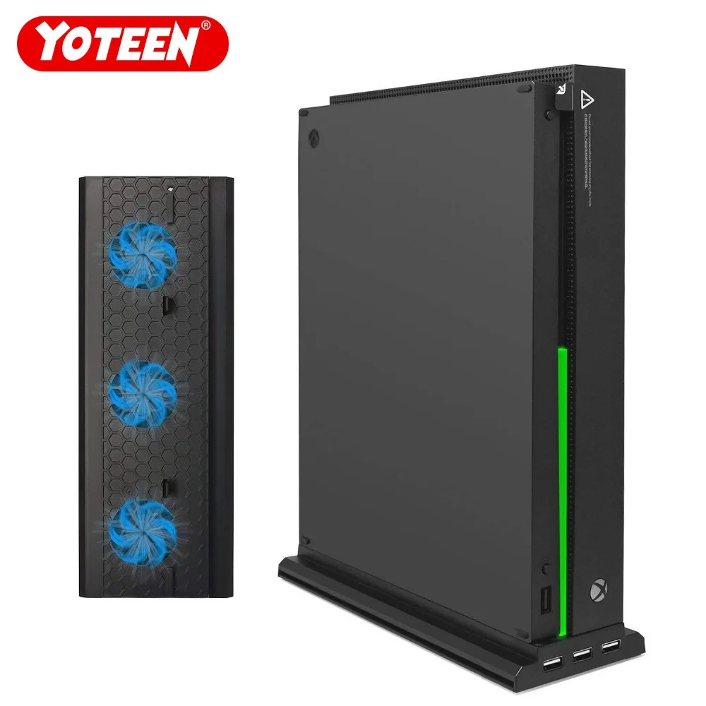 

Yoteen Vertical Stand with Cooling Fan for Xbox One X with 3 USB 2.0 Ports and Light Bar Dock