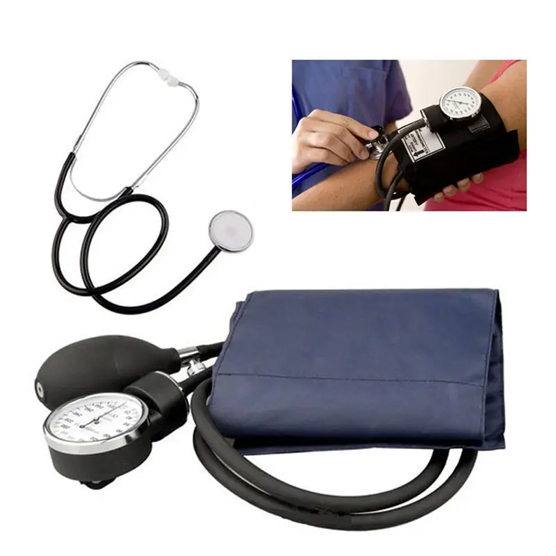 

Medical Blood Pressure Monitor Meter Tonometer Cuff Stethoscope Kit Travel Sphygmomanometer