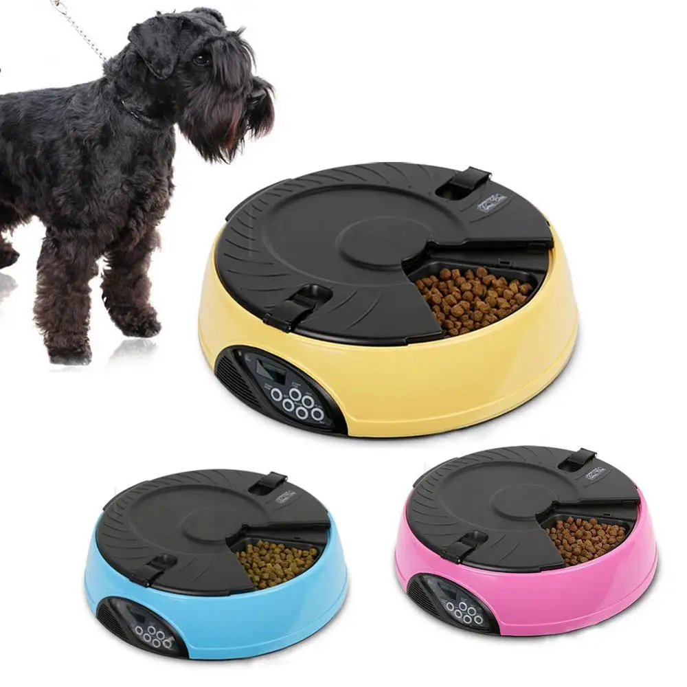 

Eleoption Automatic Pet Feeder Dog Cat 6 Meals Programmable Digital Timer Pet Food Bowl