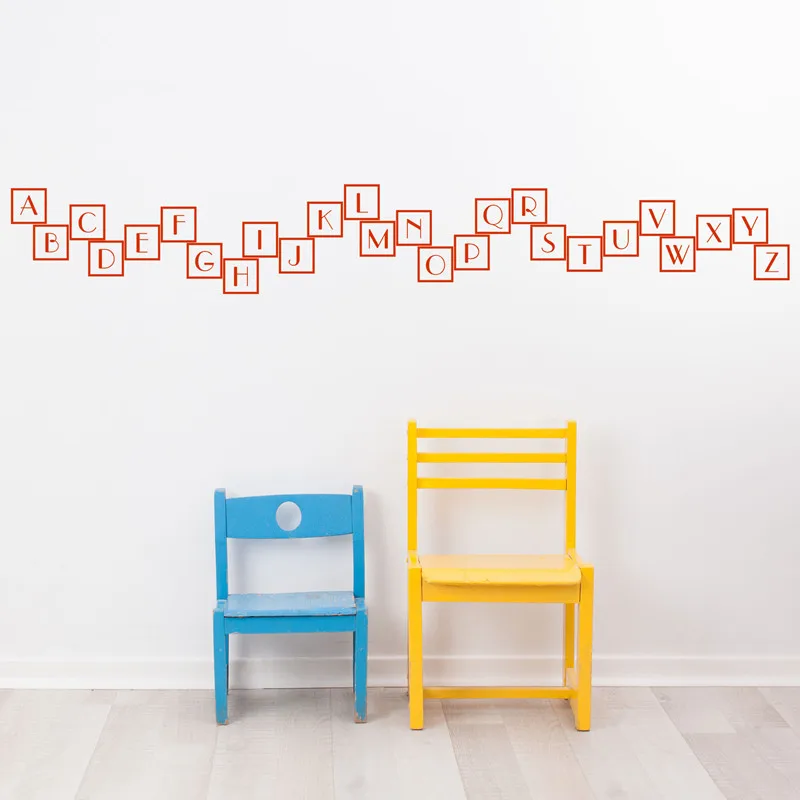 26 Alphabet Blocks Wall Decals Vinyl Wall Decals Unique Hand Drawn
