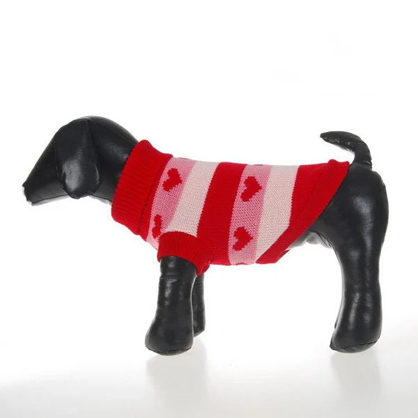 Зимняя одежда для собак sweate Рождество лучший подарок Pet в полоску с узором любящего сердца теплый свитер вязать пальто щенок одежда в горошек