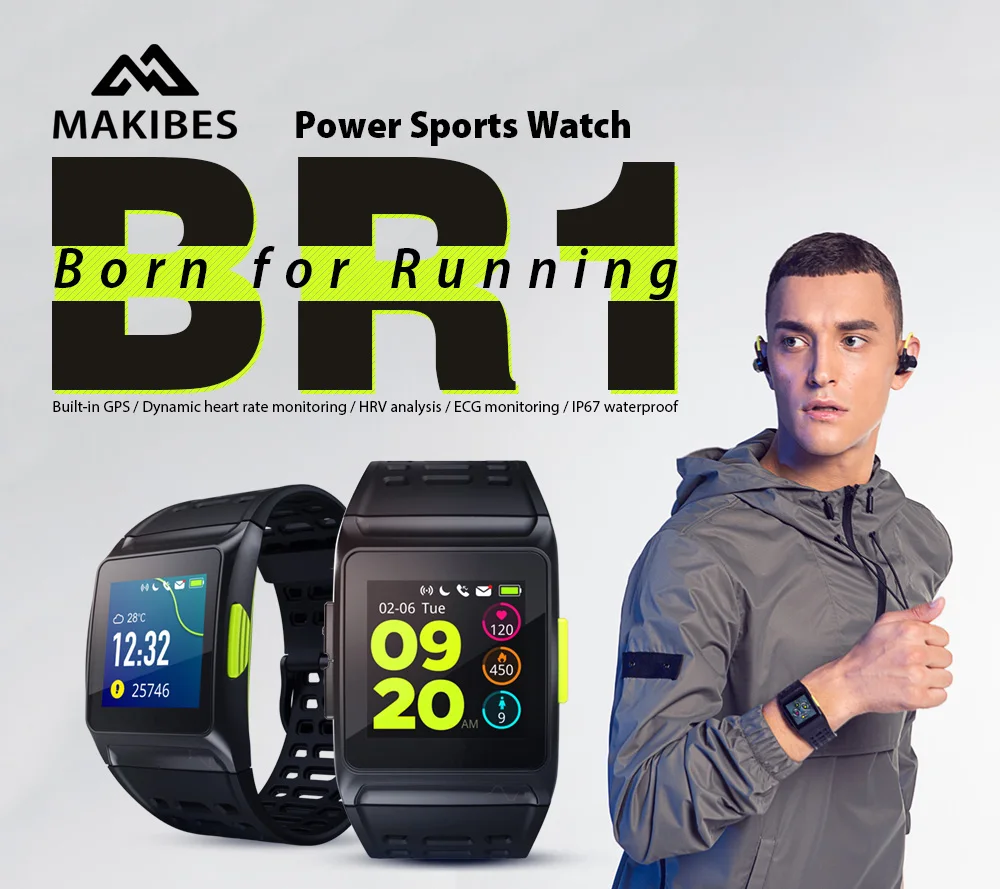 Makibes BR1 gps Смарт часы Bluetooth Strava HRV+ ECG IP67 Водонепроницаемый 1," ips цветной экран 17 видов спорта Фитнес часы для мужчин