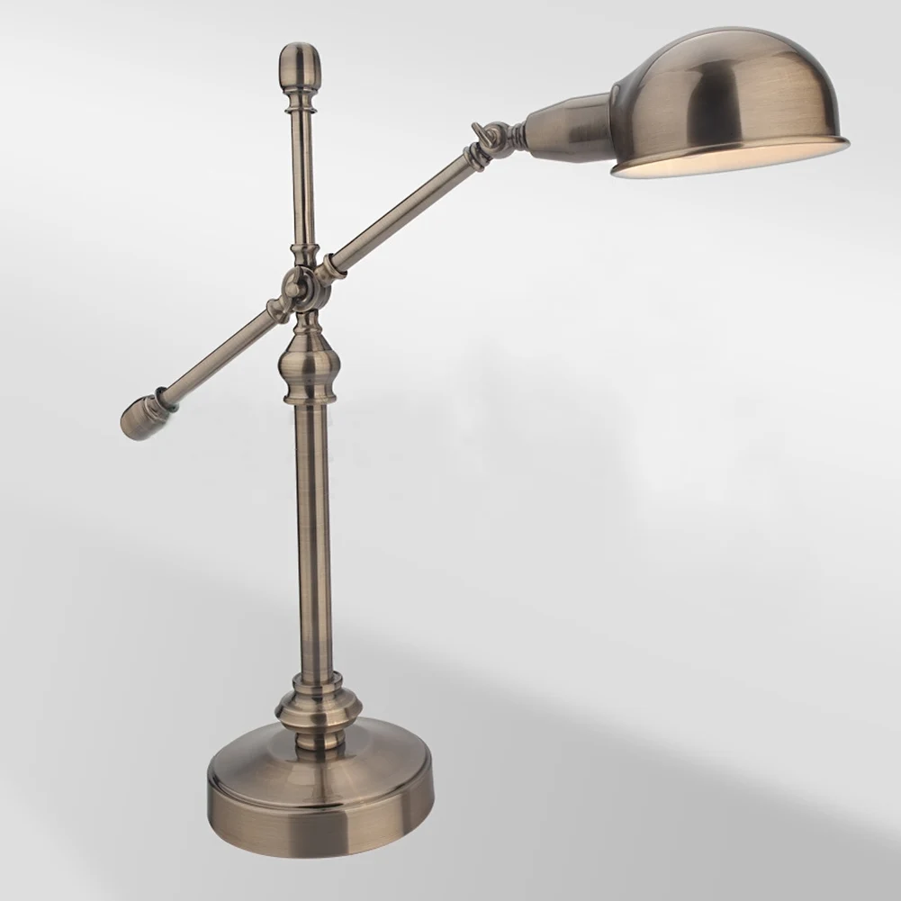 

American Contryside Vintage Loft Style Wrought Iron Creative Table Lamp Scalable Bedroom Study Table Light