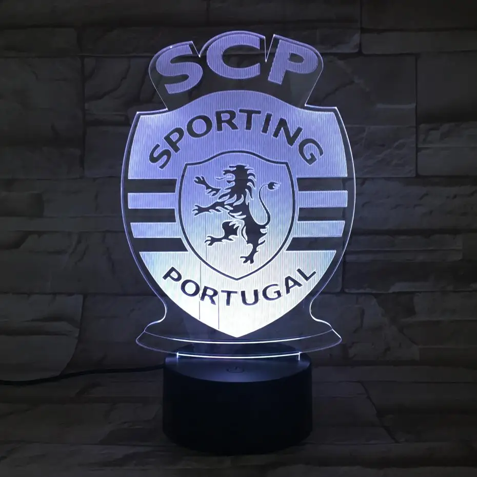 Lisbon Sporting Clube de Portugal LED Night Light 3D Illusion FC Primeira Liga Soccer Logo night lamp table bedside Children Kid Lisbon Sporting Clube de Portugal LED Night Light 3D Illusion FC Primeira Liga Soccer Logo night lamp table bedside Children Kid