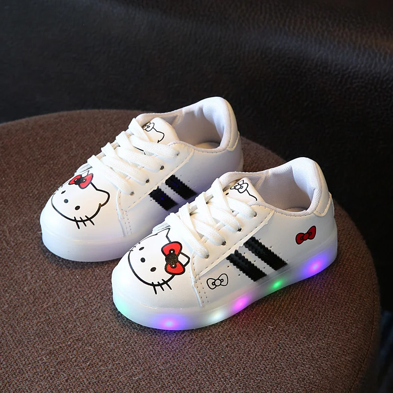 

New 2017 fashion LED lighted lovely sneakers kids cute girls boys shoes breathable high quality leather baby children shoes