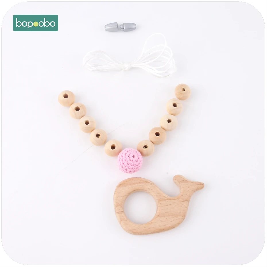 Bopobo 1 набор деревянных прорезывателей для зубов, набор для самостоятельного вязания крючком, бисер для мамы, подарок на день рождения для ребенка, Кит, BPA бесплатно, сделай сам, для браслетов, детских прорезывателей