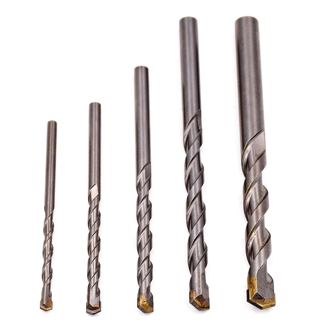 5pcs 4 10mm Rotary Masonry Drill Bits Set Galvanized Drills Round Shank
