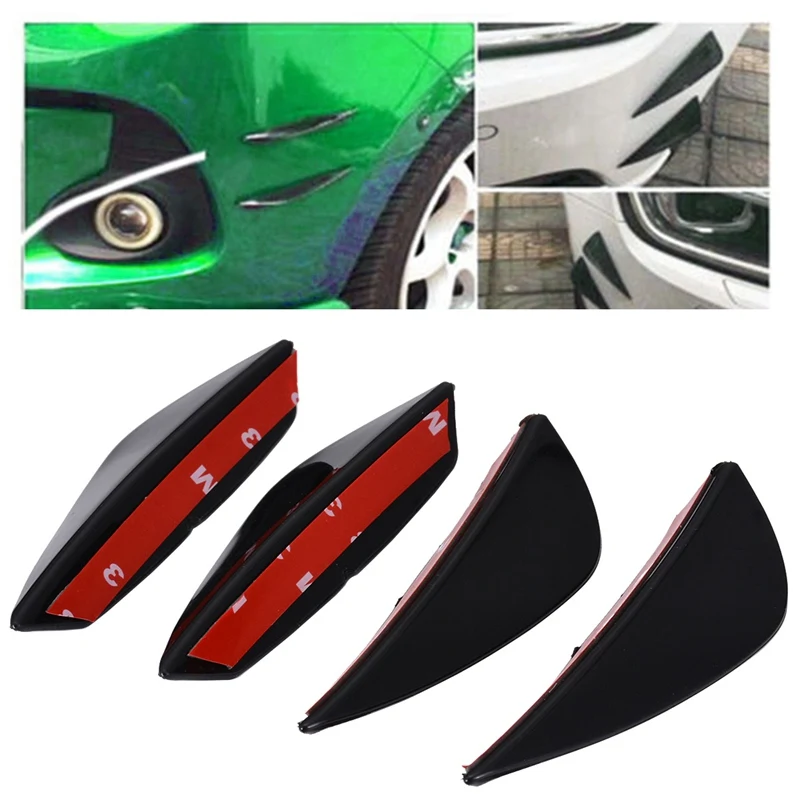 4 piezas de parachoques delantero del coche aletas de labio Canards divisor Kit de ajuste ABS parachoques delantero Spoiler piezas de Exterior del coche venta caliente