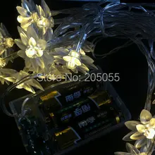 10 шт./лот в форме лотоса АА батареи питания Фея свет шнура 1,5 м 10LED цветочный Строка light Xmas/свадебные /Рождество деко-теплый белый