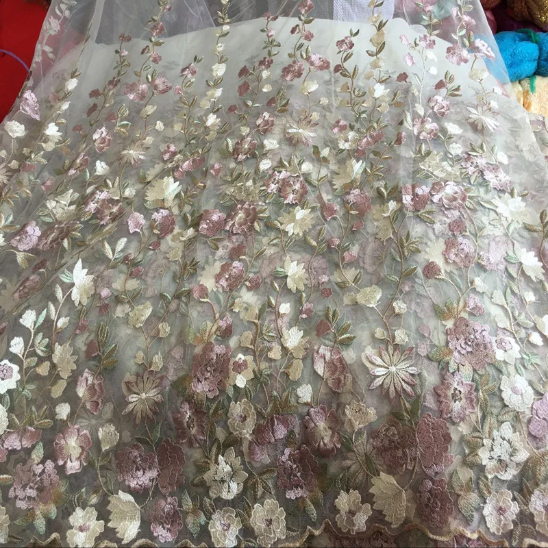 Online Whole Fabric Wedding Dresses From China 1yard Lot Flower Mesh Net Embroidery Fabric African Lace Material Sew On Wedding Dress Clothes
