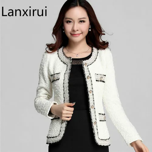 

Fashion Women Jacket Short Design 2018 Spring Witner Outerwear Coat Slim Single Breasted Lace Women Coat