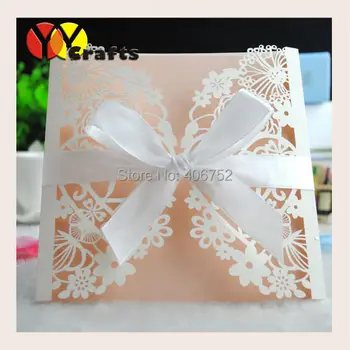 

10 laser cut flowers design wedding invitation card with couple's intitals