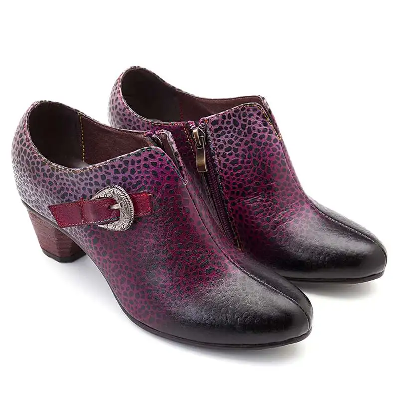 Socofy/модные туфли-лодочки в стиле ретро; женская обувь на квадратном каблуке 4,5 см с пряжкой и декоративной молнией; женская обувь с острым носком; сезон весна-осень