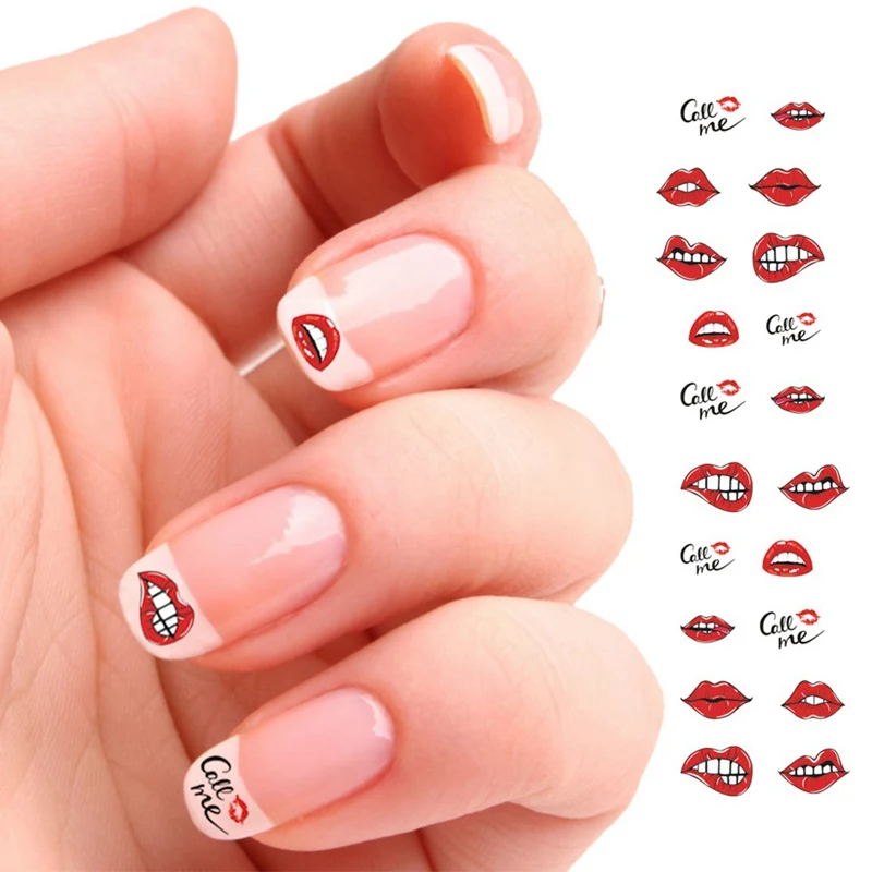 

1 Sheets Fashion DIY lipstick/High Heel/Love Heart Image for Nails Tips Decor Nail Art Water Transfer Sticker Decals
