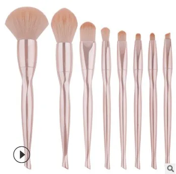 

6set/lot 8pcs/set Twisting The Waist Cosmetic Brush Set Skin Electroplate/ABS Traceless Make-up Appliances Cosmetic Tools HA491