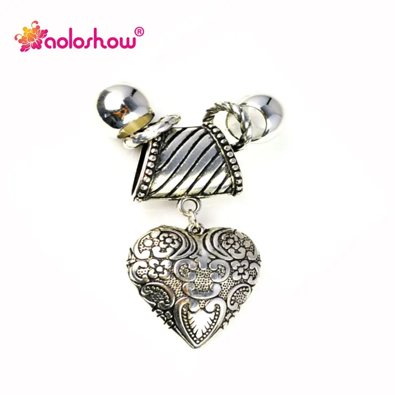 

AOLOSHOW Vintage Style Old Pattern Antique Silver color Heart Pendant for DIY Making Necklace Scarves Finding P630