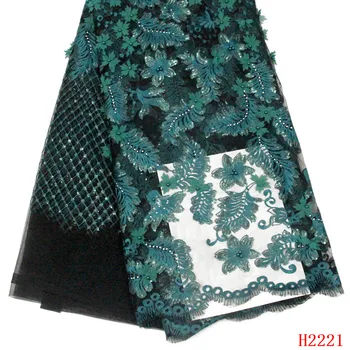 

2019 High Quality Nigerian French Lace African Lace Fabric Green Sequins Lace For Party Dresses India Tissu HJ2221-1