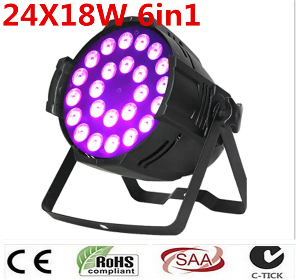 24x18 Вт RGBWA + UV 6in1 DMX светодиодный Par de Lujo los dere dj iluminacion rgbwa uv llevo luz la igualdad DJ dmx luz|par led|led