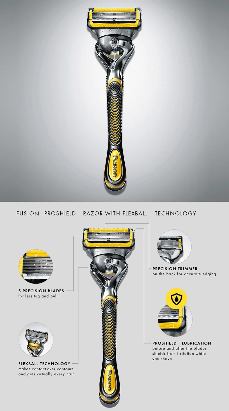 New Arrival Gillette Fusion Proshield Flexball Shaving Razors 1 Razor Holder 1 razor blade For Men Face care Male Shave Shaver-2
