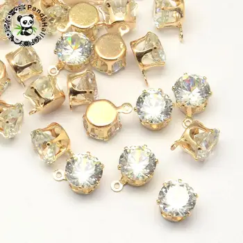 

PandaHall 500pcs Cubic Zirconia CZ Stone Jewelry Making DIY Pendant Charms Jewellery Findings Brass Findings KC Gold 10x9x6mm