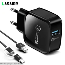 USB зарядное устройство 18 Вт Быстрая зарядка QC 3,0 USB Сетевое зарядное устройство для телефона Универсальный Быстрый Кабель-адаптер для iPhone 6 7 8 X Xs MAX samsung xiaomi