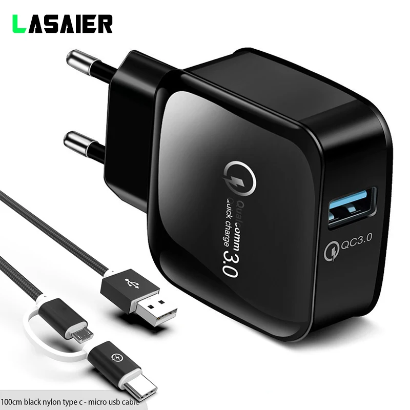 

USB Charger 18W Quick Charge QC 3.0 USB Wall Phone Charger Universal Fast Adapter Cable For iPhone 6 7 8 X Xs MAX Samsung xiaomi